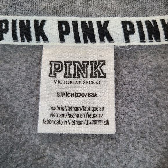Victoria's Secret PINK Bling Gray Floral Quarter Zip Pullover Size Small - Picture 5 of 9